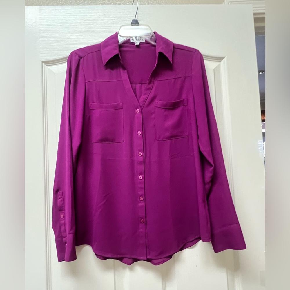 Express Portofino Long Sleeve Dress Blouse